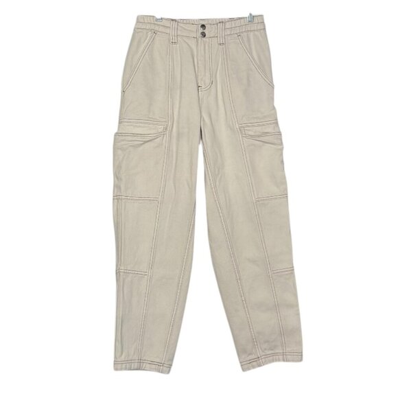 PacSun Utility Cargo Baggy Pants in Bone with Brown Trim Size Small Carpenter - Picture 2 of 15